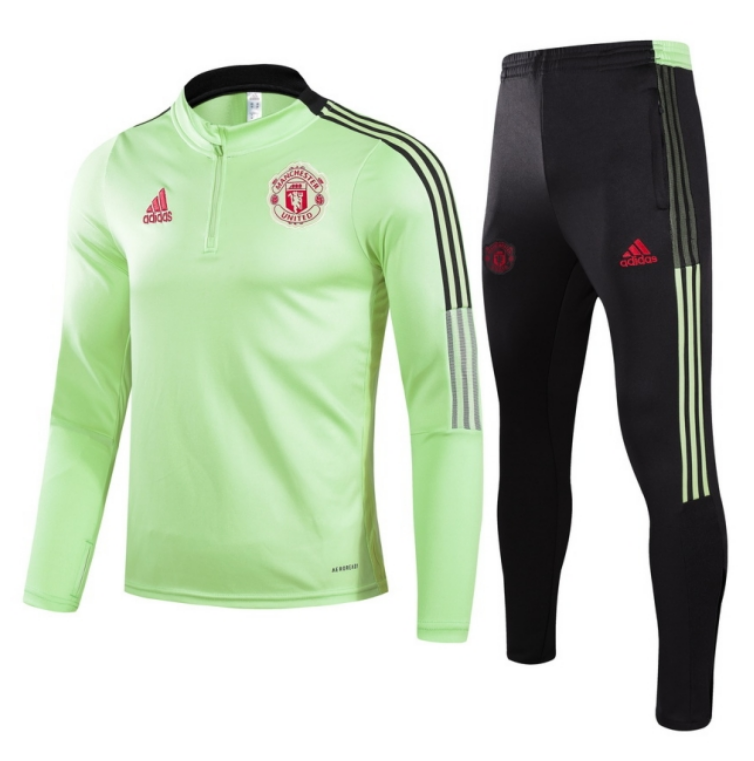 2021/22 Manchester United Green Training Kits Sweatshirt with Pants